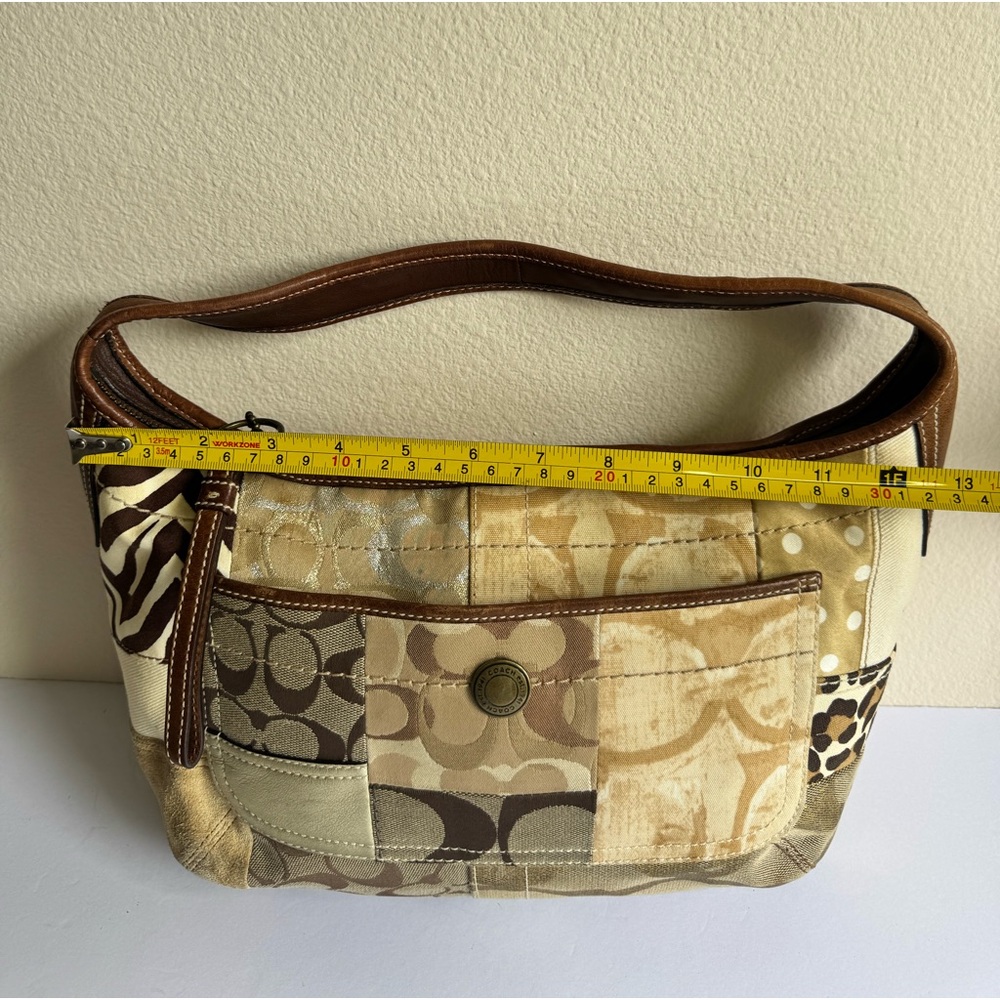 COACH Y2K Ergo Signature Patchwork 10808 Khaki Dark Brown Multi Hobo Bag - Picture 4 of 10